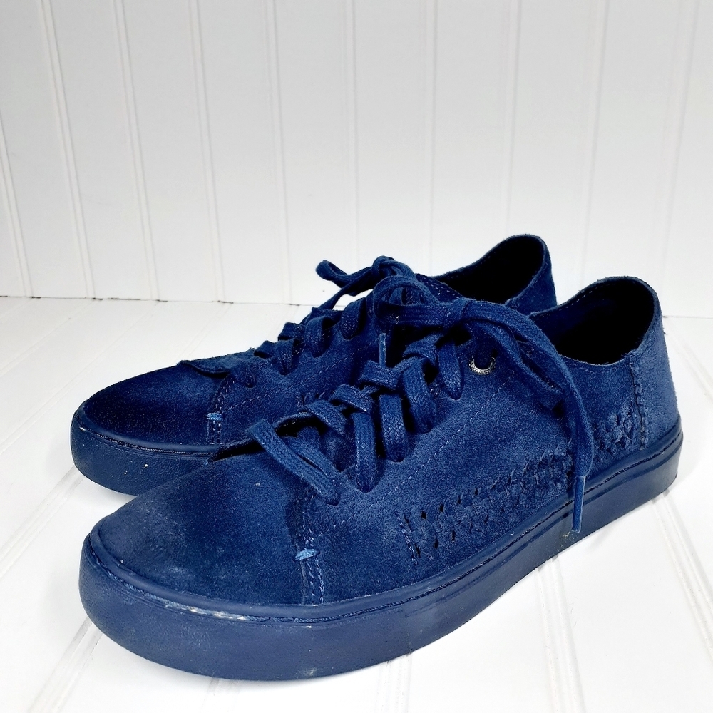 Toms Womens 6.5 Blue Suede Cutout Casual Sneakers F176